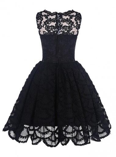A-Line Short Sleeveless Vintage Black Lace Prom/Homecoming Dress stunning DM229