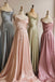 A Line Spaghetti Straps Long Prom Dresses With Pockets, Simple Evening Dresses DMP049