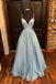 Chic V Neck Sequin Long Prom Dress, A Line Formal Evening Dresses DMP097