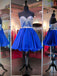 Shining Sweetheart Beading Short Tulle Short Royal Blue Homecoming Dresses DM279