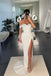 Mermaid Off White Off-the-Shoulder Sequins Prom Dress With Split DMP296