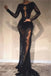 Black Sheath Long Sleeves Mermaid Prom Dresses Lace Evening Dresses DM1973