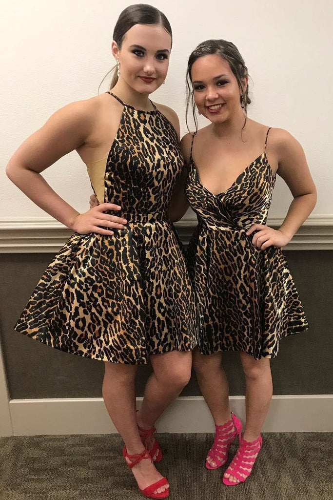 New Arrival Mini Leopard Print, Homecoming Dress,  Sleeveless Short Prom Dress DMM53