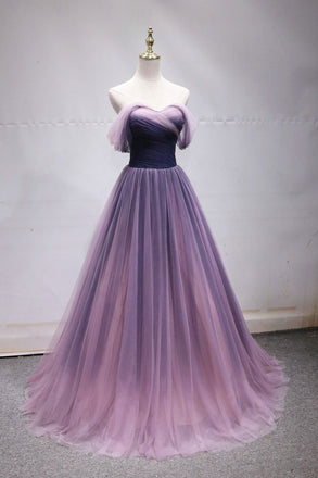 Off the Shoulder A Line Long Prom Dress Tulle Long Formal Evening Dress DMP034