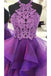 A Line Halter Purple Homecoming Dresses, Short Prom Dress With Lace DMN87