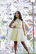 Yellow Tulle Lace Short Prom Dress Beading A Line Homecoming Dress DMP41