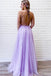 Lilac A Line Tulle Lace Appliques Long Prom Dresses Evening Dress With Straps DMP058