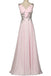 Beautiful Girly Chiffon Long Beading Pink V-neck Backless Prom Dresses K744