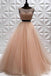 Two Pieces A Line Tulle Beading Long Sleeveless Prom Dress DMP82