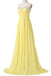 Yellow Chiffon Beaded Strapless Lace Up High Low Pregnant Prom Dresses K745