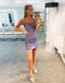 New Arrival Tight Purple Short Prom Dresses Spaghetti Straps Homecoming Dress DMHD24