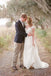 Elegant Cap Sleeve Long Chiffon Sweetheart Pleat Beach Wedding Dress DM530