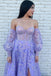 Purple Tulle Lace Appliques Long Prom Dress, Lavender A Line Formal Evening Dress DMP255