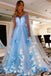 Lavender 3D Floral Lace Plunge V A-Line Prom Dress with Cape Sleeves Formal Evening Dress DM1899