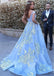 Wonderful Ball Gown Appliques Prom Dresses,Formal Blue Evening Dresses,Quinceanera Dresses DM357