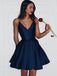 Burgundy Short Cute Simple Spaghetti Straps Homecoming Dress DM201