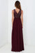 Burgundy Bridesmaid Dresses WIth Sequin Top, A-line Long Chiffon Wedding Party Dress DMO80
