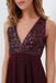 Burgundy Bridesmaid Dresses WIth Sequin Top, A-line Long Chiffon Wedding Party Dress DMO80