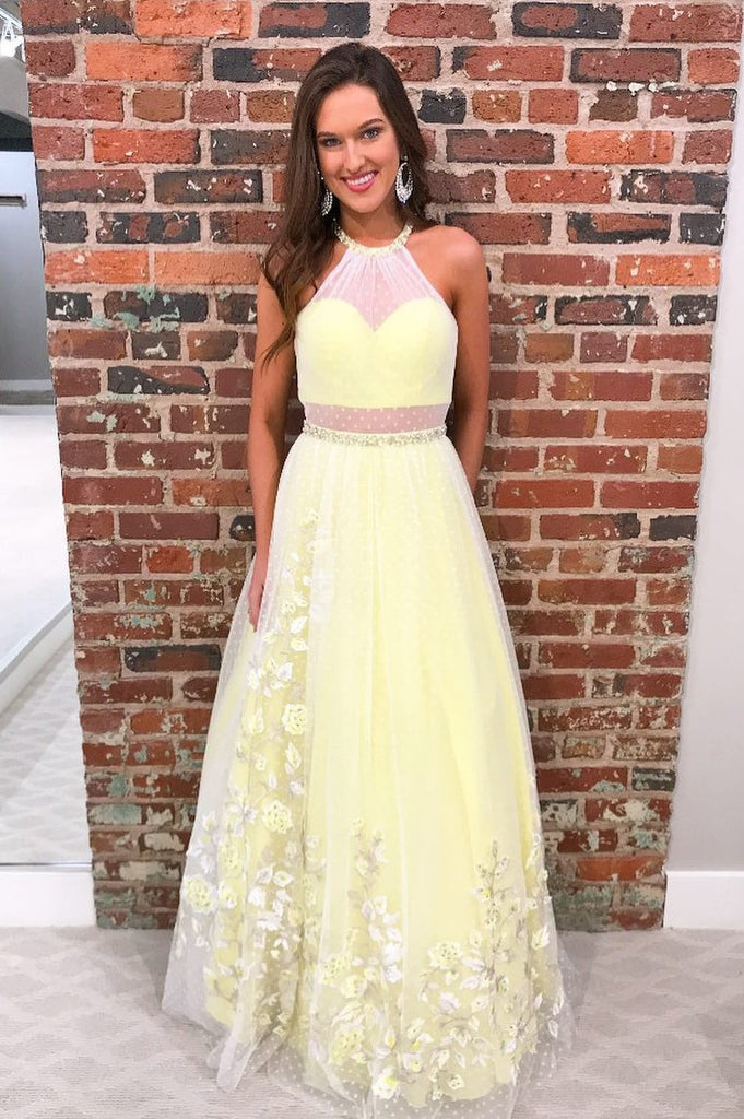 Princess Tulle A Line Appliques Long Prom Dress Party Dress DMK98