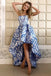 Strapless High Low Print Long Party Dress DML4