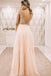 Pearl Pink V Back Appliques Long Prom Evening Dress DMK74