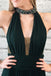 Elegant Dark Green Chiffon Split Long Prom Dress With Beads DMK90