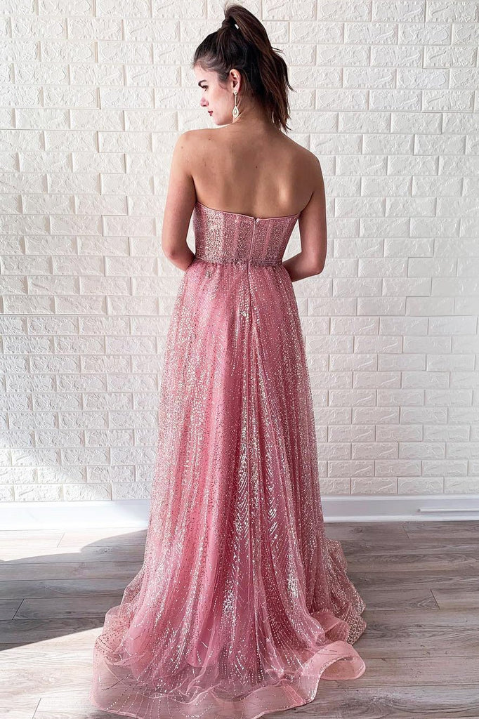 Sparking Sweetheart Long Pink Stunning Prom Dress DMK78