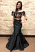 Mermaid Two Piece Embroidery Black Long Prom Dress DML6