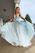 Spaghetti Straps Floral Appliques Long Prom Dress With Beading DMK77