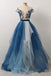Gorgeous Blue Gradient Prom Dress with Appliques/Mesh DMP14