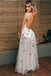 Appliqued See-Through Ivory Backless Long Prom Dress DML95