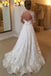 Elegant Lace A-line Long Sleeves High Neck Open Back Wedding Dresses DM542