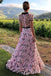 Floral Long Short Sleeves Cheap Prom Dresses with Appliques DMN12