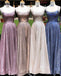Chic A-Line Sparkle Long Prom Dresses with Slit Formal Evening Dress DM1043
