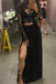 Black Long Sleeves Lace Two Pieces Sexy Prom Dresses For Teens K767