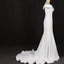 Mermaid V Neck Off White Simple Wedding Dress, Long Bridal Dresses DMQ18