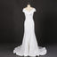 Mermaid V Neck Off White Simple Wedding Dress, Long Bridal Dresses DMQ18