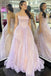 Fairy-Tale Pink Spaghetti Straps A-Line Prom Dress Long Evening Dresses DM2017