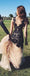 V-neck Long Mermaid Black Lace Charming Sexy Party Prom Dresses K729