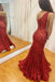 Mermaid One Shoulder Hot Pink Sequined Long Prom Dress Evening Party Dresses DMP188