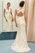 Charming Ivory V Neck Lace Sheath Open Back Wedding Dress With Sashes DM545