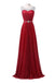 Red Long Beading Sparkly Modest A-line Floor Length Prom Dresses K747