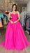 Chic A-line Tulle Sweetheart Long Prom Dress Fuchsia Elegant Evening Dress DMP303
