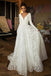 A-line V-neck Long Sleeves Wedding Dresses With Court Train, Bridal Gown DM1807