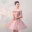 Chic Short Pearl Pink Off-the-shoulder Homecoming Dress,Tulle Cheap Prom Dresses DM511