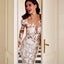 Sexy Trumpet/Mermaid White Sweep Train Bateau Long Sleeve Wedding Dress DME33