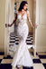 Sexy Trumpet/Mermaid White Sweep Train Bateau Long Sleeve Wedding Dress DME33