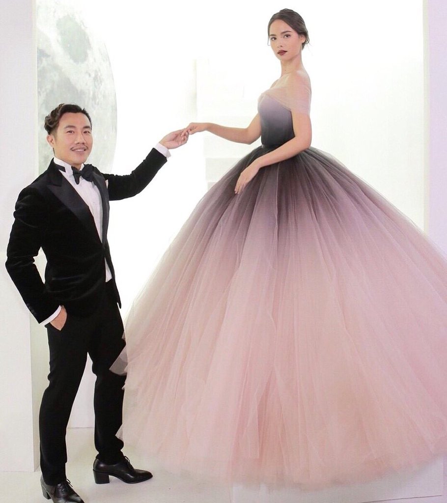 Off-the-shoulder Ombre Ball Gown Prom Dresses Cheap Long Evening Dresses DMJ56
