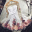 A Line Round Neck Long Sleeves Flower Short Homecoming Dresses With Flowers DMM66