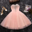 Strapless Sweetheart Blush Pink Beading Tulle Short Homecoming/Prom Dresses DM303